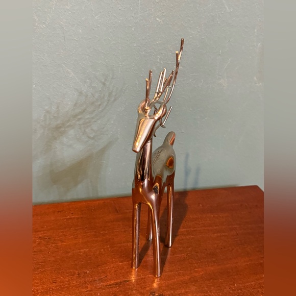 9.5” metal reindeer deer 🦌 figurine with branch antlers in silver - Picture 3 of 6